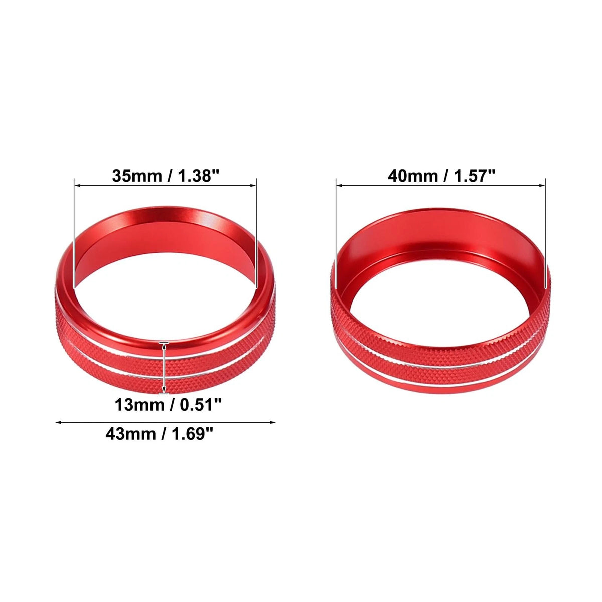 4 x Air Conditioner Knob Ring Covers for Ford F150 XLT (2015-2019) Red