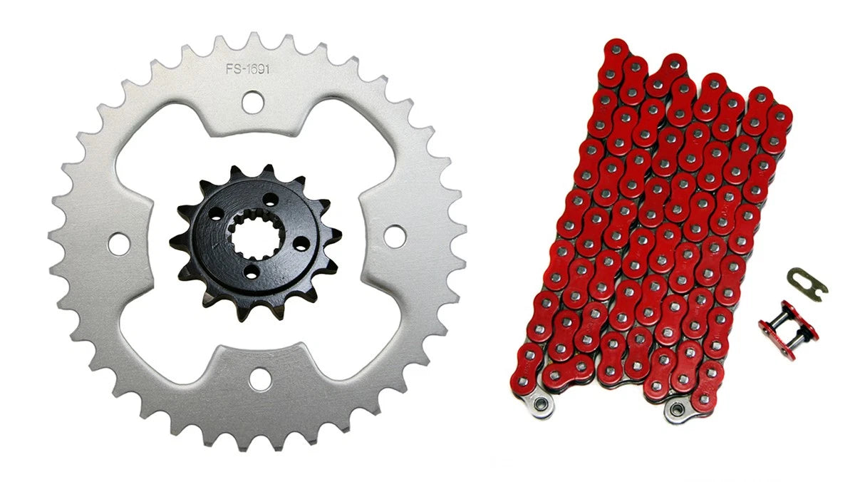 2 x Red 520x92 Drive Chain&14/38 Sprockets for Polaris Predator 500(2005–2007)