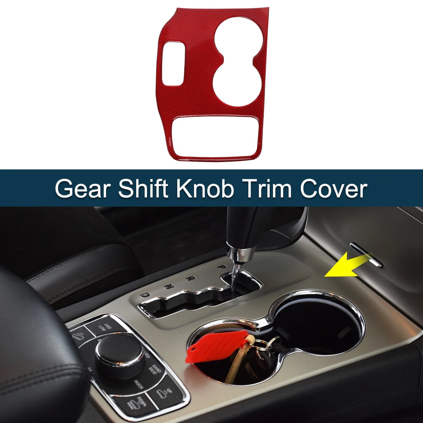ABS Gear Shift Knob Cover for Jeep Grand Cherokee 2014-2015 Red
