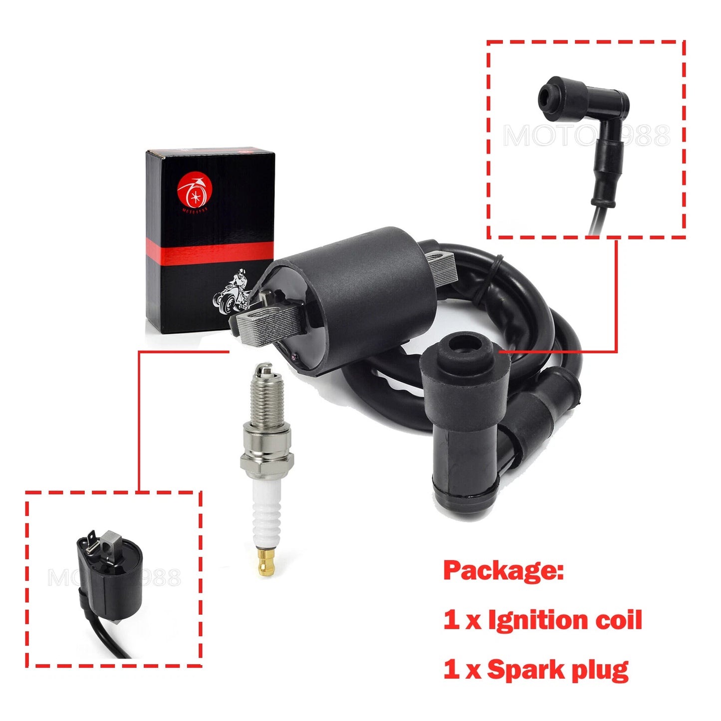 Coil & Spark Plug Kit for Badger 80/Grizzly 80/Raptor 80