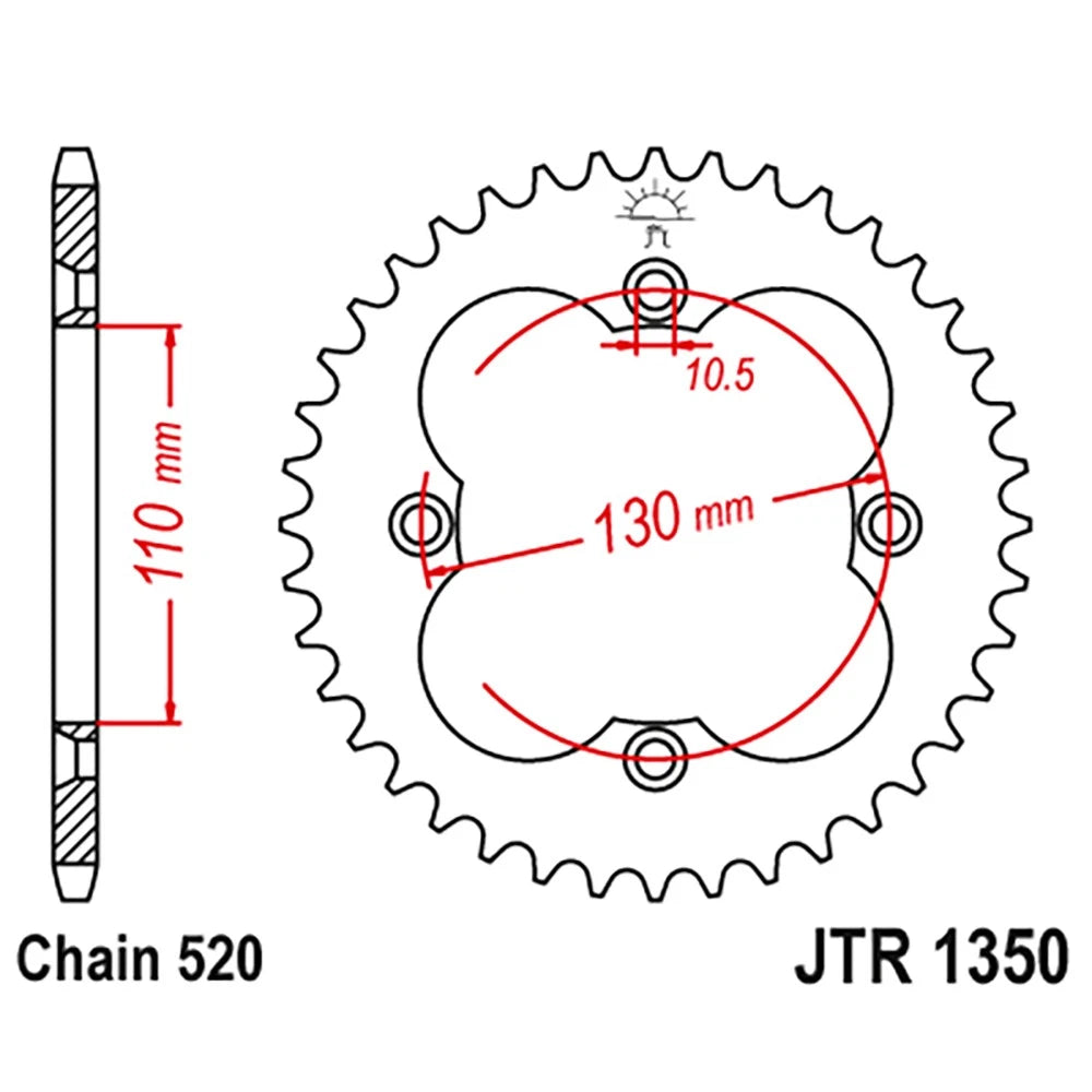 37 Tooth Rear Steel Sprocket for Honda TRX250X (2009–2013)