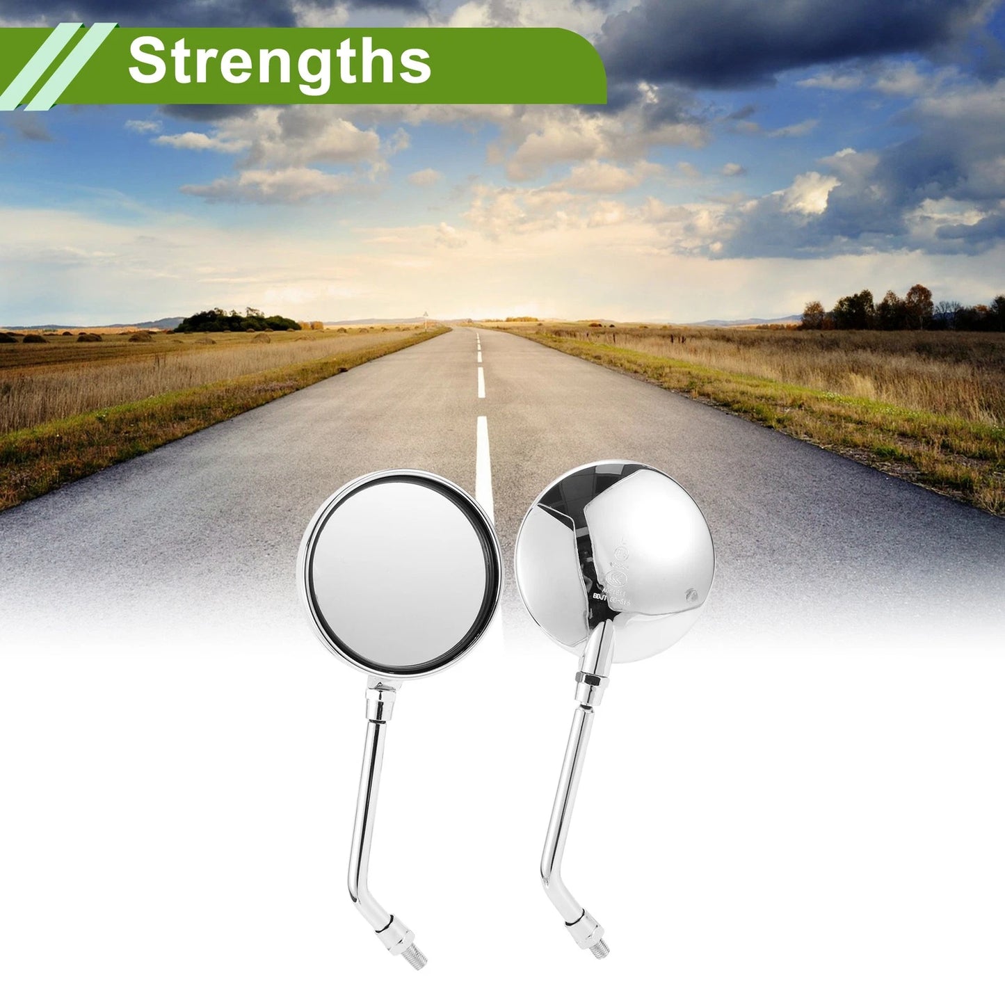 Rear View Mirrors Round Chrome Silver Tone ABS Metal 1set for Motorcycle