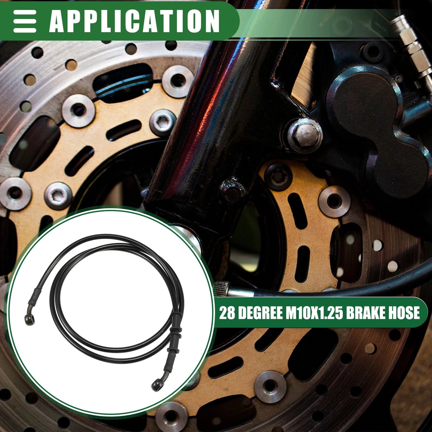 150cm Braided Hydraulic Brake Line Oil Hose Black Army Green for Motorcycle