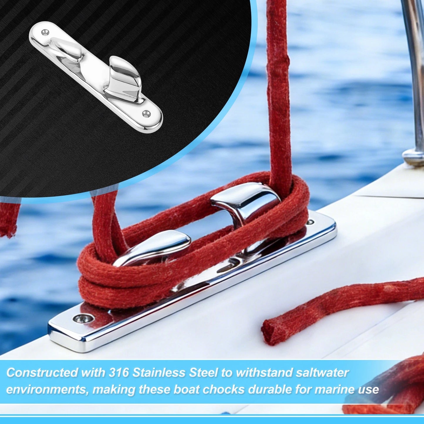 Boat Bow Chock / 204mm L / Marine 316 Stainless Steel Boat Cleats Left Side