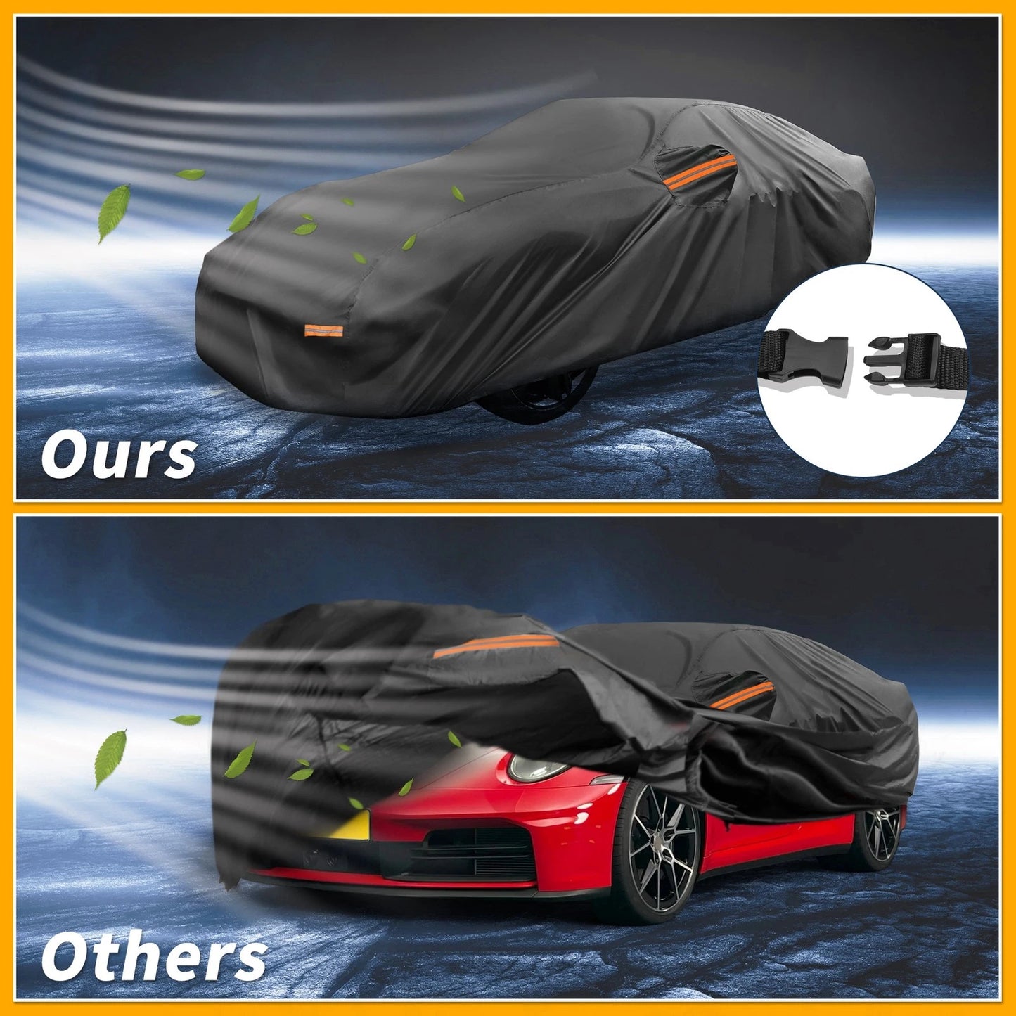 210D-PU Car Cover Waterproof All Weather for Porsche 911 with Zipper