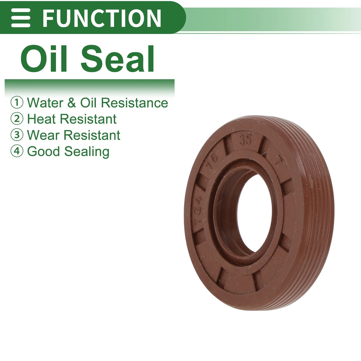 Oil Seal FKM Rubber 16x35x7mm Brown 5 Pcs