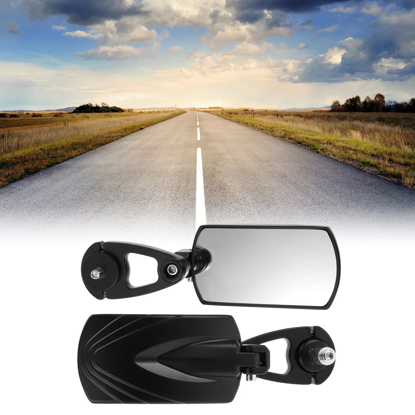 1 Set Handlebar Mirrors Rear View for Motorcycle Black Aluminum