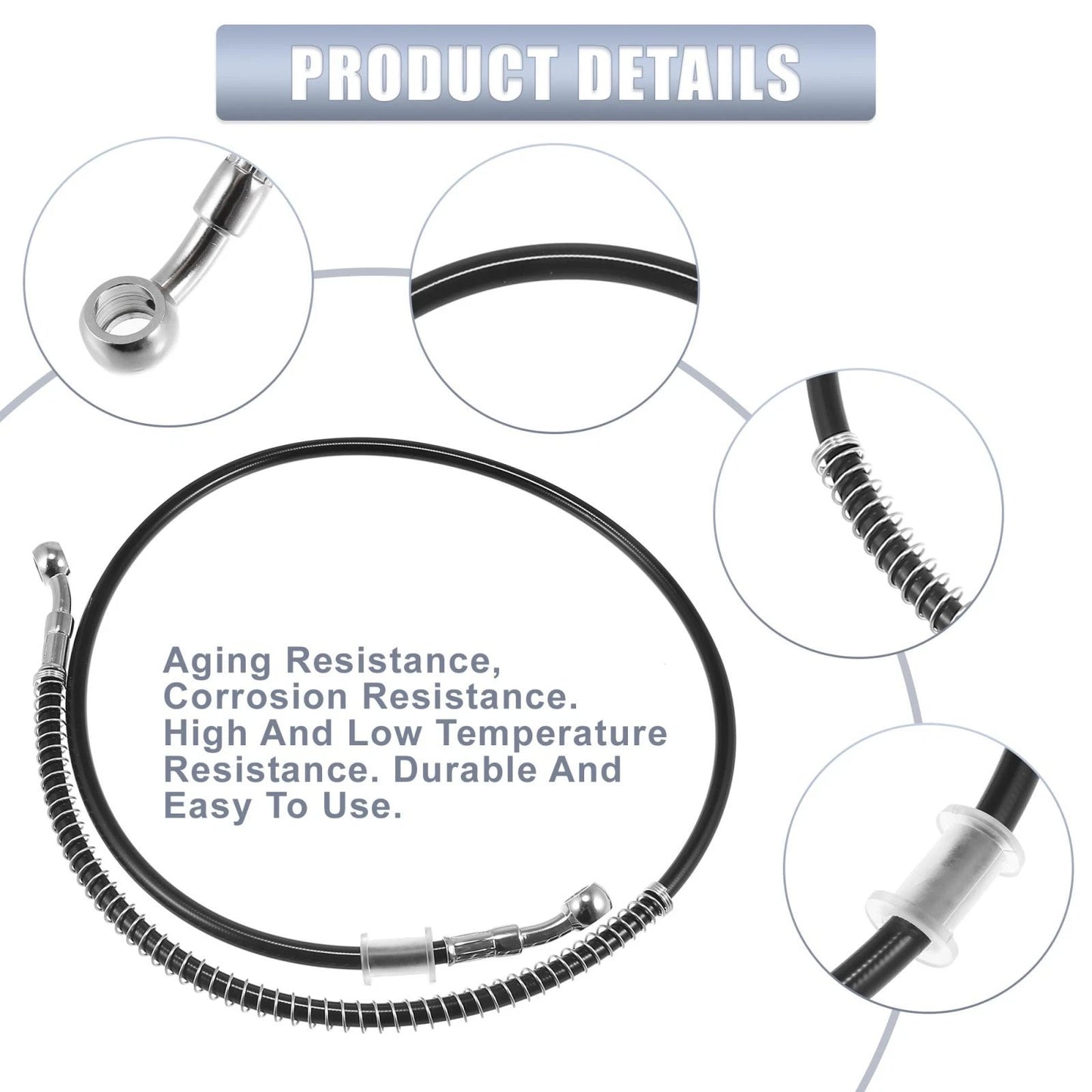 Brake Line / 35.43" 10mm / Stainless Steel Black Hydraulic Oil Hose for Motorcycle