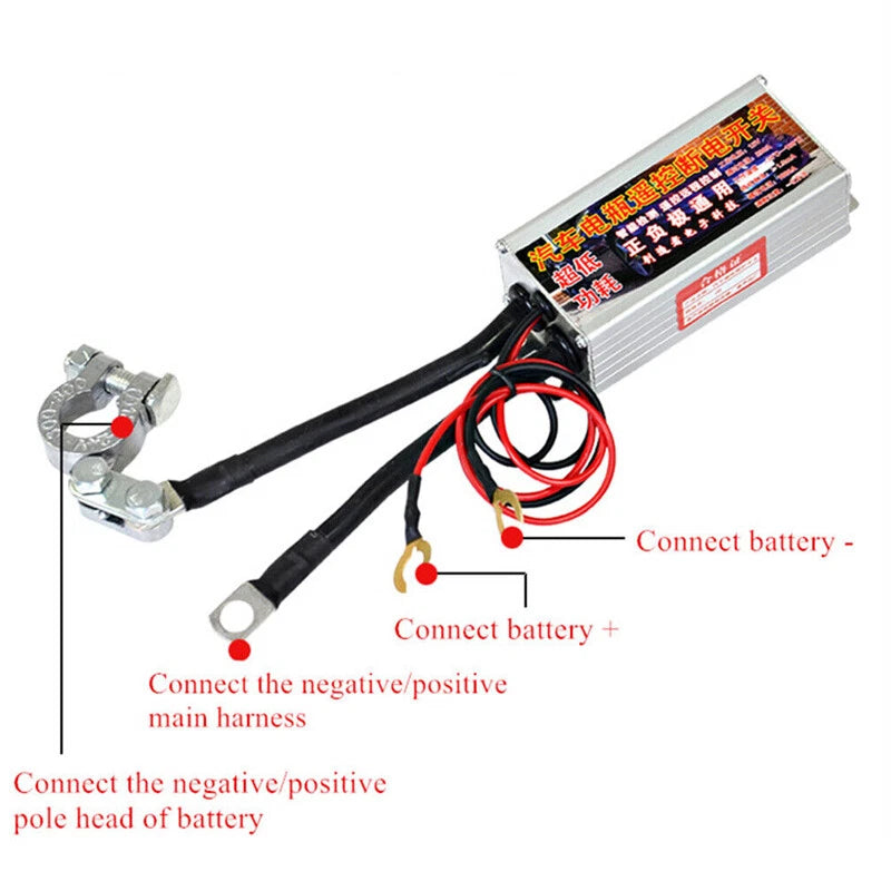 12V Integrated Wireless Remote Control Battery Disconnect Isolator Switch for Car