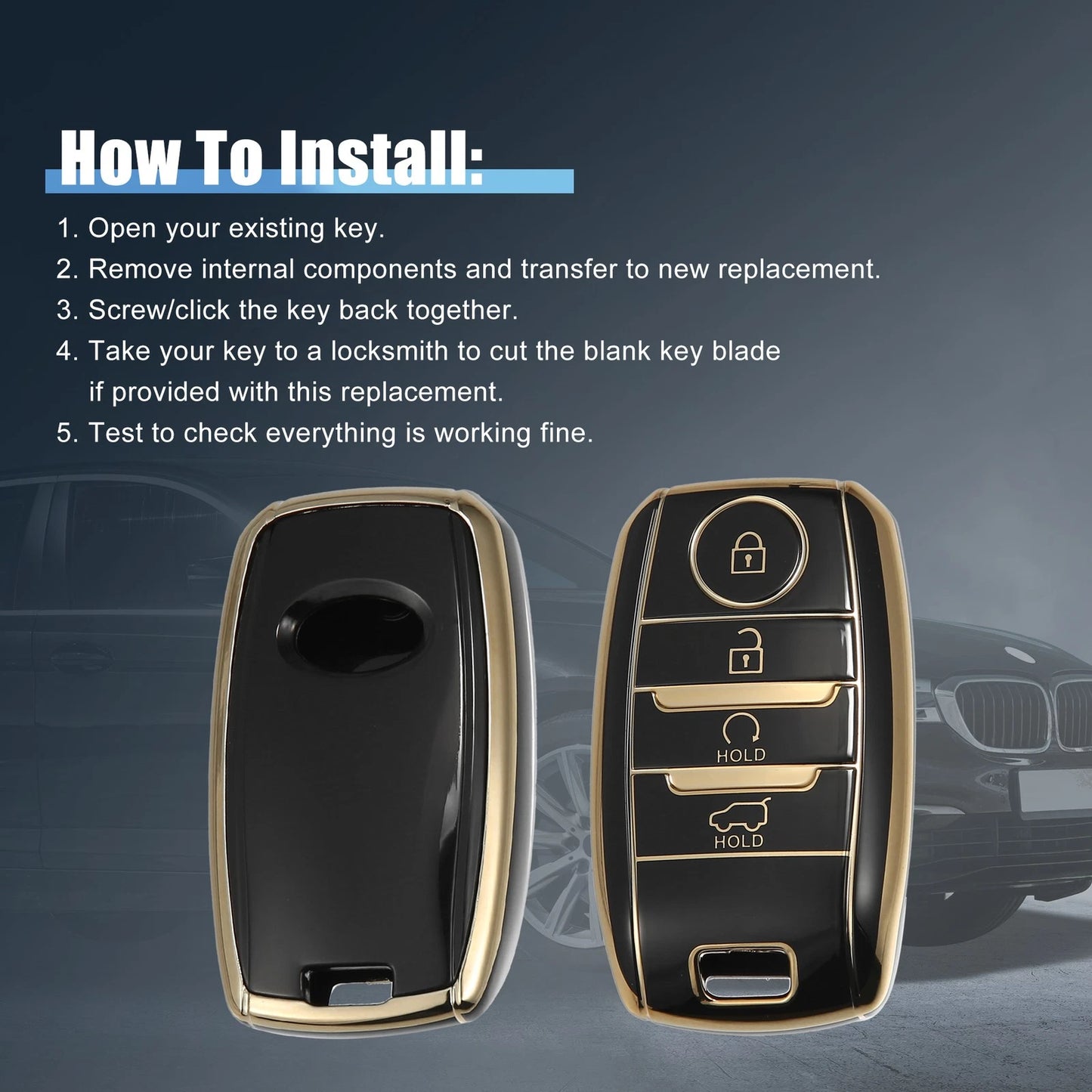 TPU Smart Key Fob Case Cover for Kia Forte Koup, Niro (2014-2022)