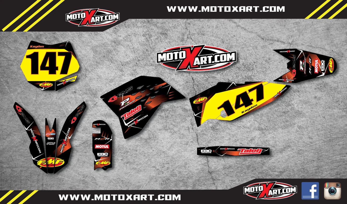 Custom Graphics Kit Barbed Style Stickers for KTM 65 (2009-2015)