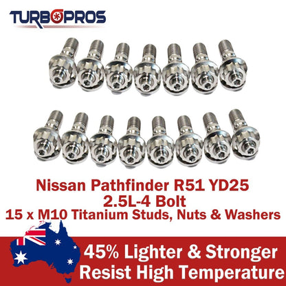 Titanium Exhaust Manifold&Turbo Stud Kit for Nissan Pathfinder R51 YD25 2.5L