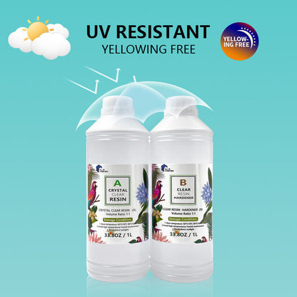 2Ltr Epoxy Resin 1:1 AB Kit Art DIY UV Crafts Glass & Water Clear Epoxy Coating-4