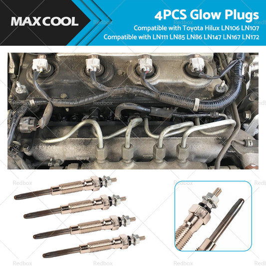 4x Glow Plug for Toyota Hilux LN106 LN107 LN111 LN85 LN86 LN147 LN167 1988-2005