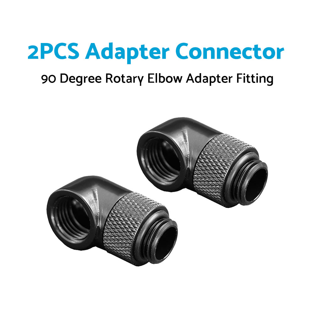2PCS Black Green Water Cooling G1 4 Thread 90 Angle Rotary Elbow Adapter Fitting-0