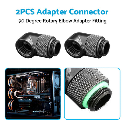 2PCS Black Green Water Cooling G1 4 Thread 90 Angle Rotary Elbow Adapter Fitting-2