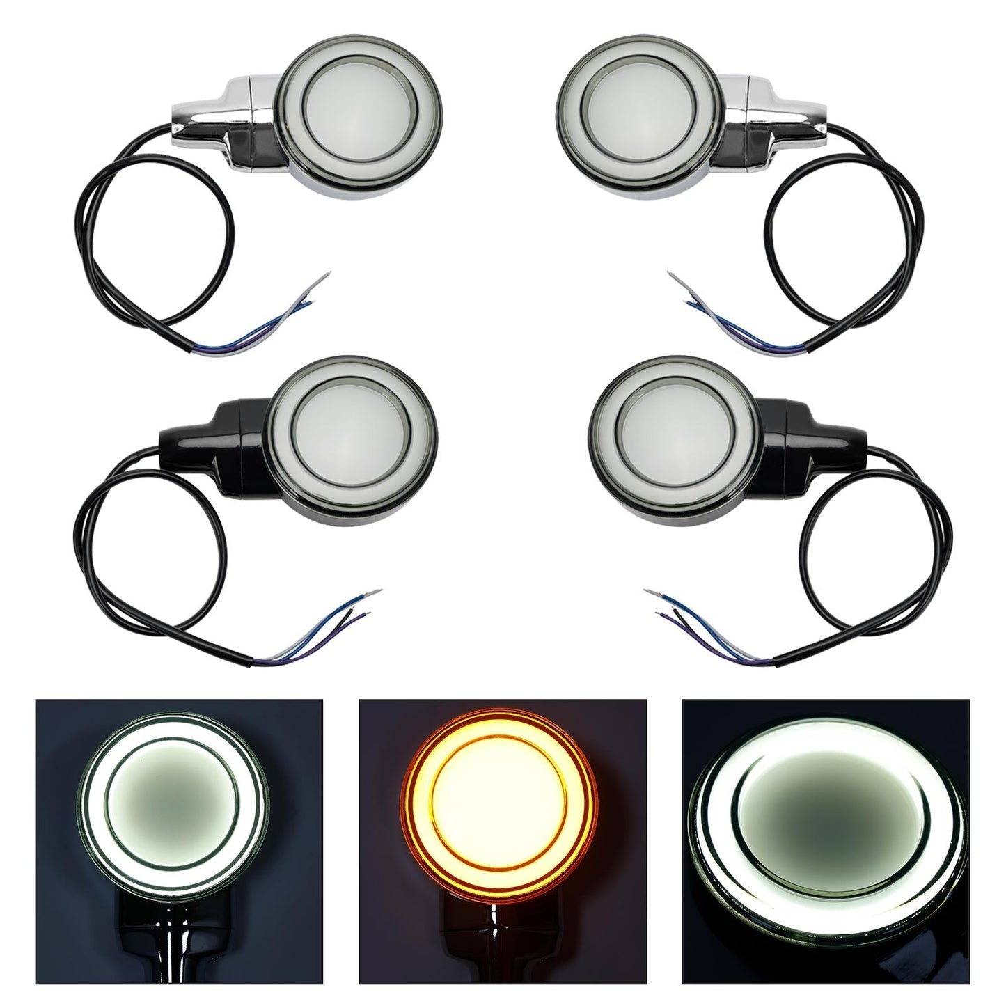 LED Flat Front Turn Signal Light For Heritage Softail Classic Touring 99-23