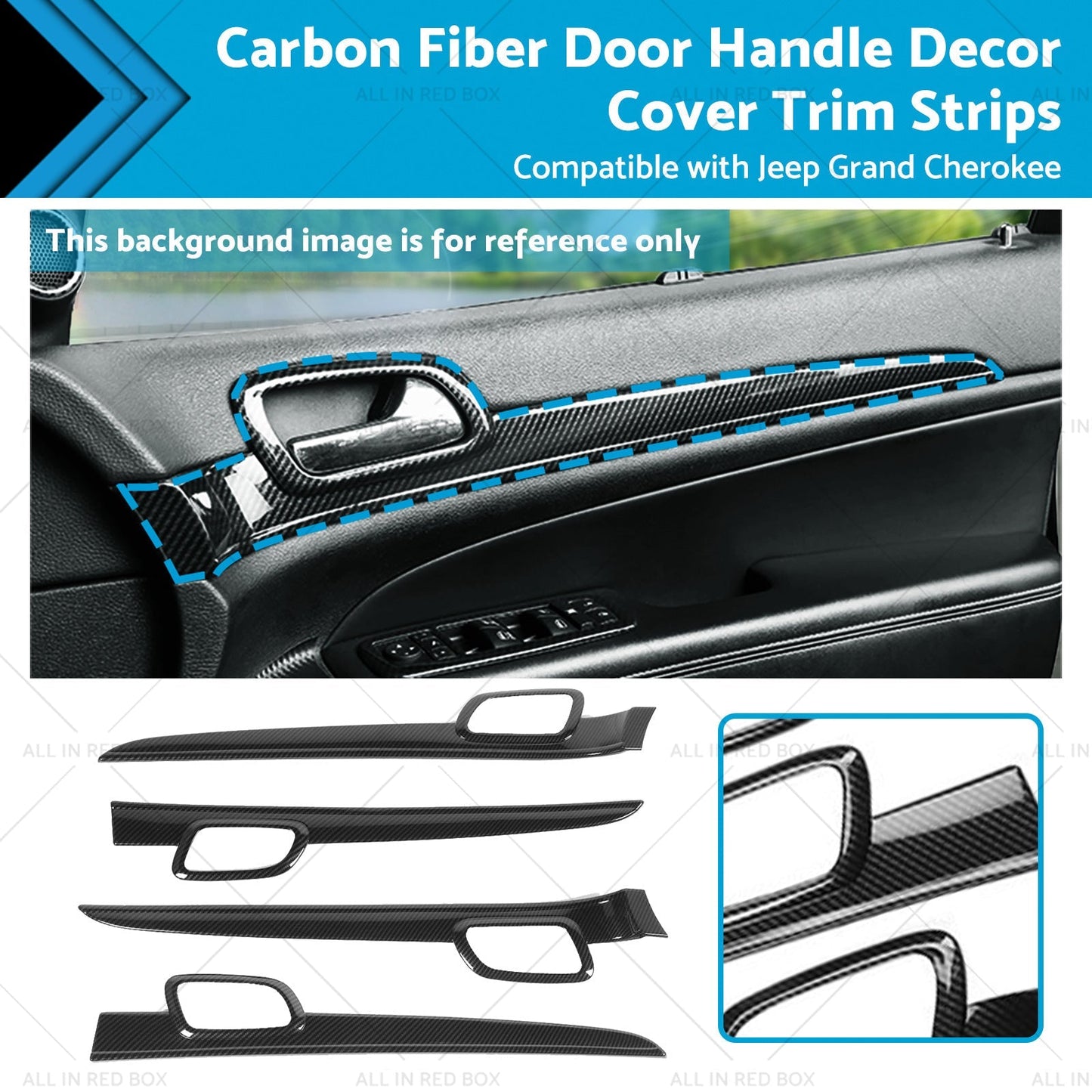Carbon Fiber Door Handle Trim for Jeep Grand Cherokee 2011-2023