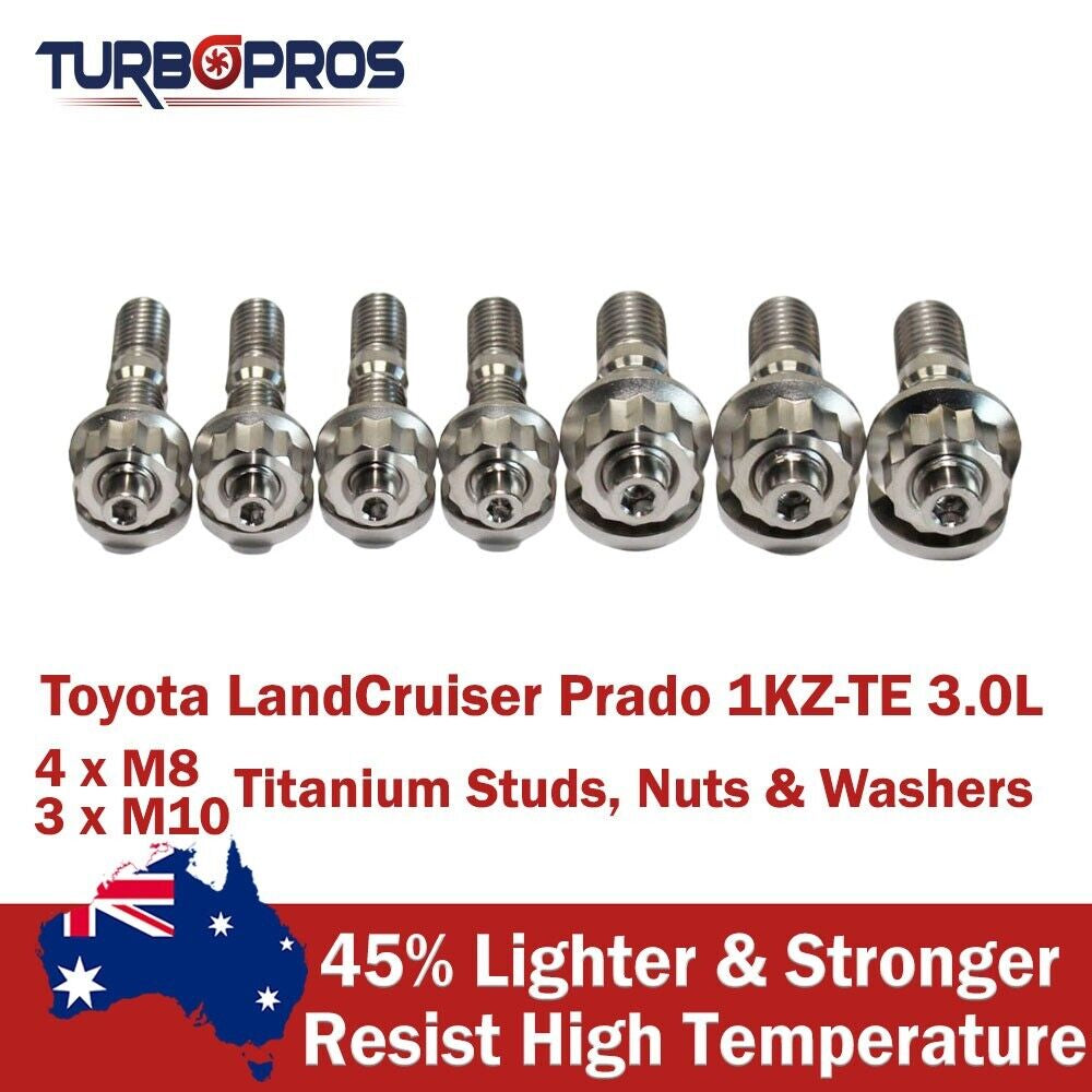 Titanium Turbo Charger Stud Kit for Toyota Landcruiser Prado 1KZ-TE 3.0L