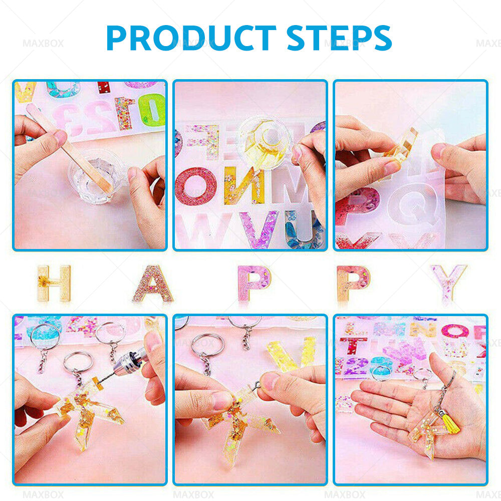 Alphabet Epoxy Resin Mold Letter Number Silicone Mould Keychain Tassel Pin Vise-2