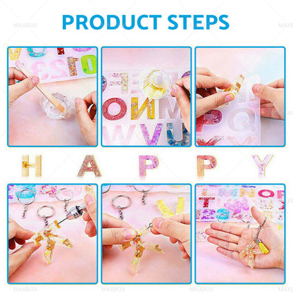 Alphabet Epoxy Resin Mold Letter Number Silicone Mould Keychain Tassel Pin Vise-2