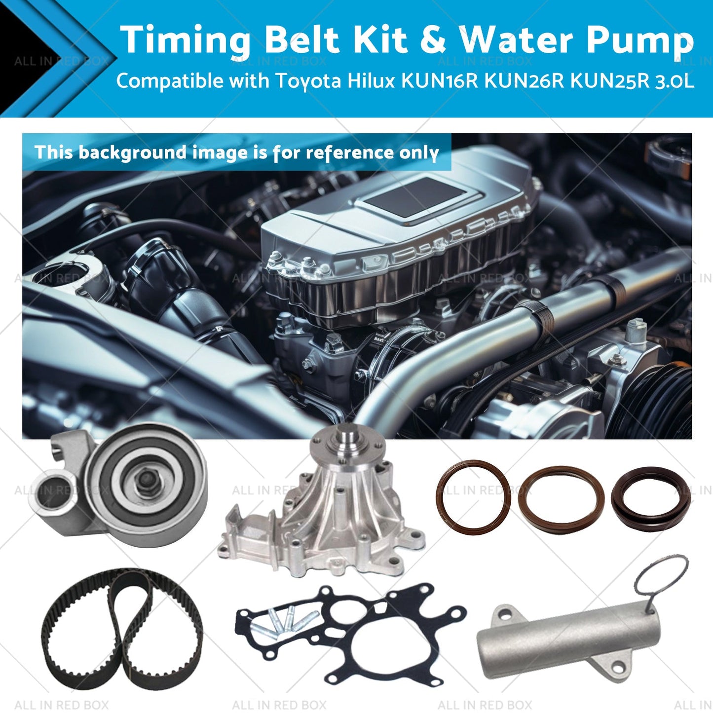 Timing Belt Kit & Water Pump for Toyota Hilux 3.0L KUN16R/KUN26R 2005-2017