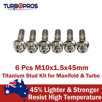 6 Pcs M10X1.5X45Mm Titanium Stud Kit for Manifold & Turbo