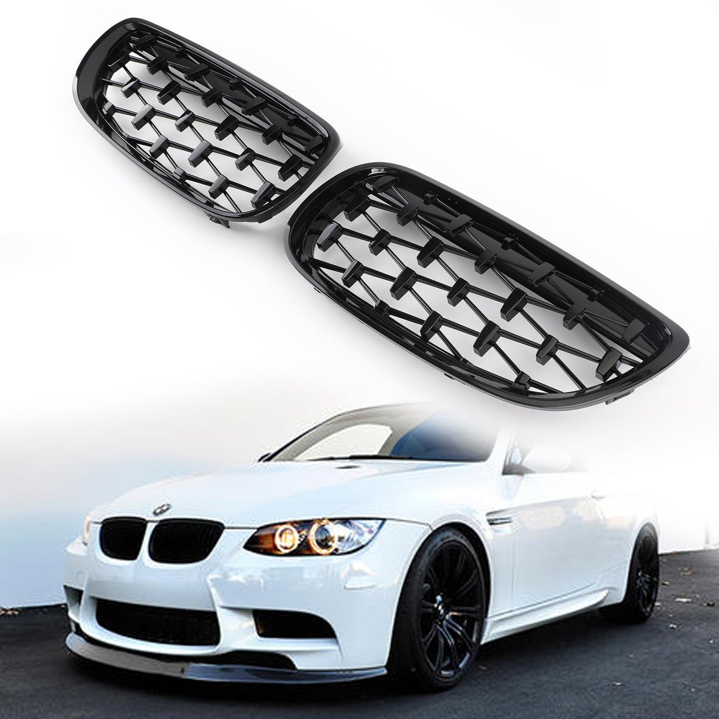 Front Kidney Grille for BMW E92 E93 328i 335i 2DR Meteor Black (2007-2010)