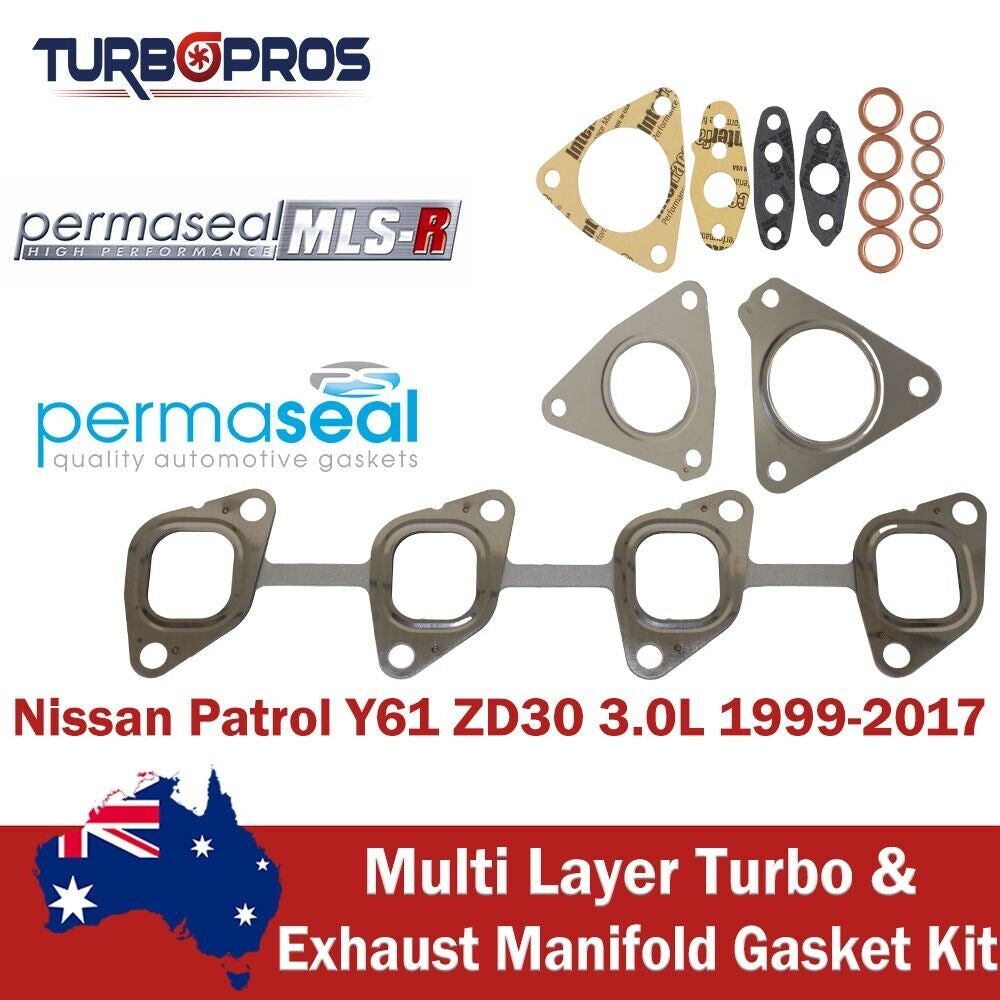 Permaseal Turbo+Exhaust Manifold Gasket Kit for Nissan Patrol Y61 ZD30 3.0L