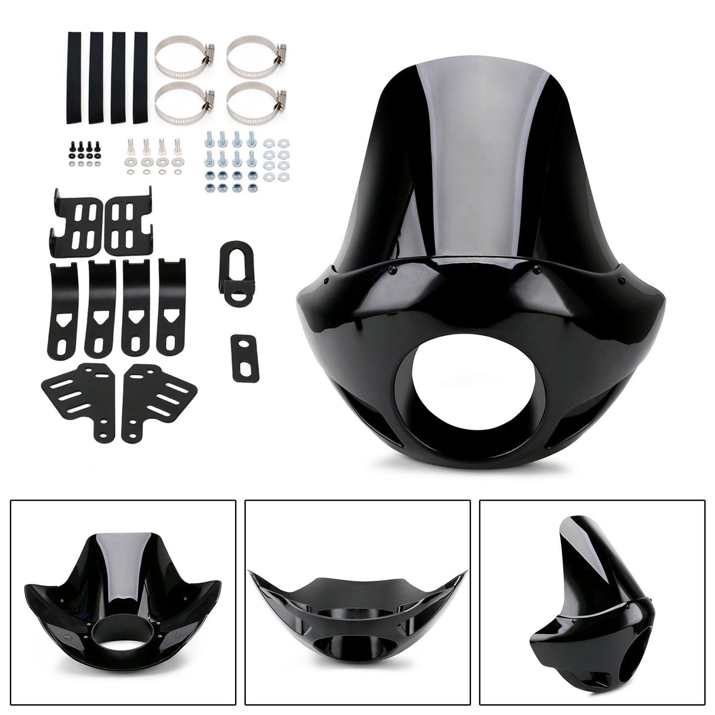 35mm-49mm Forks Most 5.75" Headlights Dyna Windshield Headlight Fairing