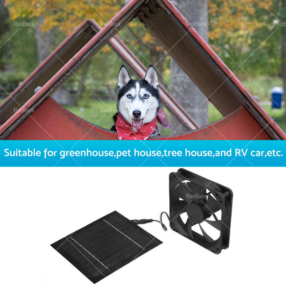20W Solar Panel Powered Fan Mini Ventilator For Greenhouse Pet or Dog Chicken House-3