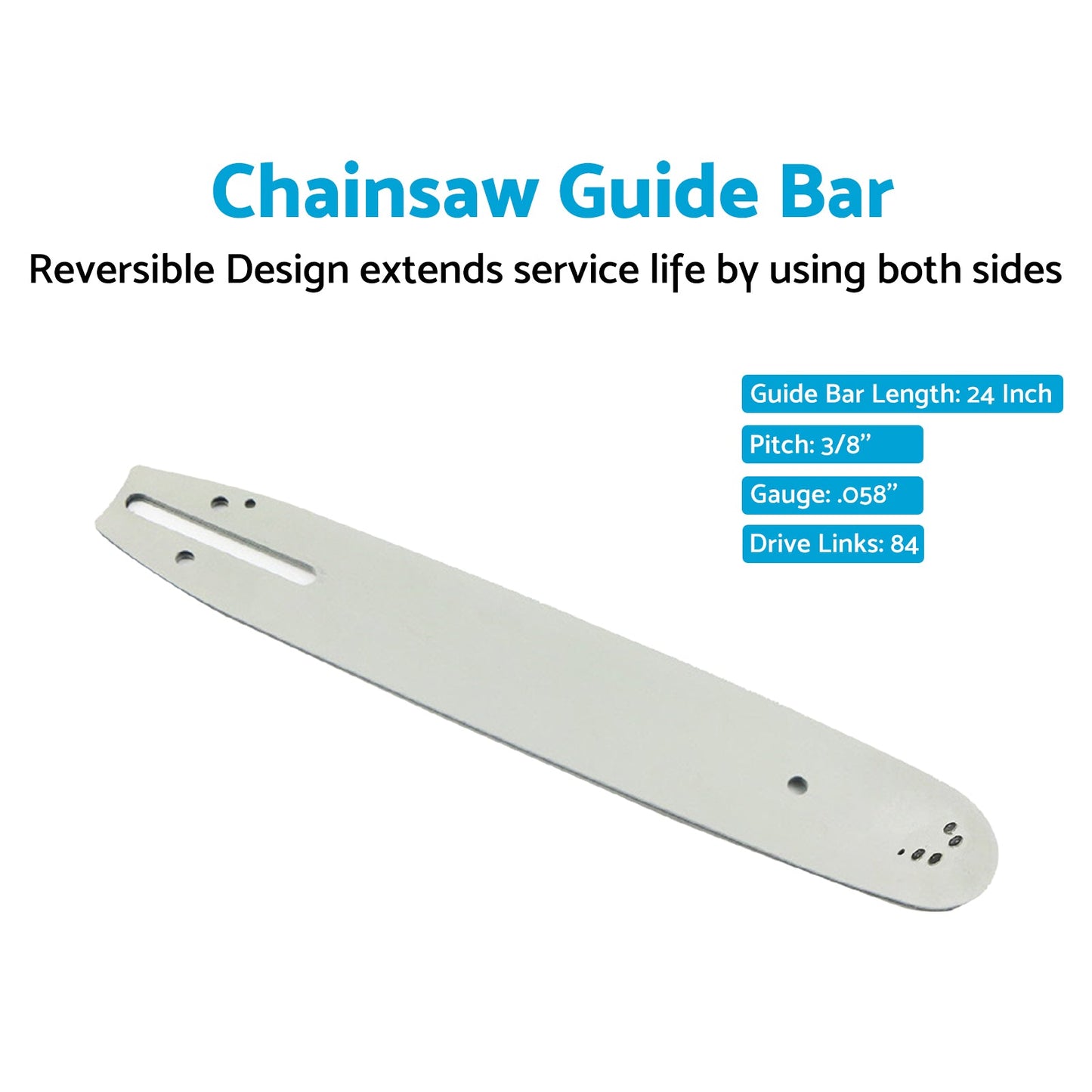 24'' 3/8 058 84DL Chainsaw Guide Bar Suitable For Husqvarna 61 160 162 180 181-5