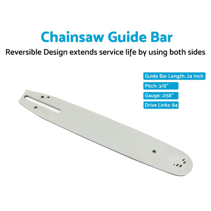 24'' 3/8 058 84DL Chainsaw Guide Bar Suitable For Husqvarna 61 160 162 180 181-5