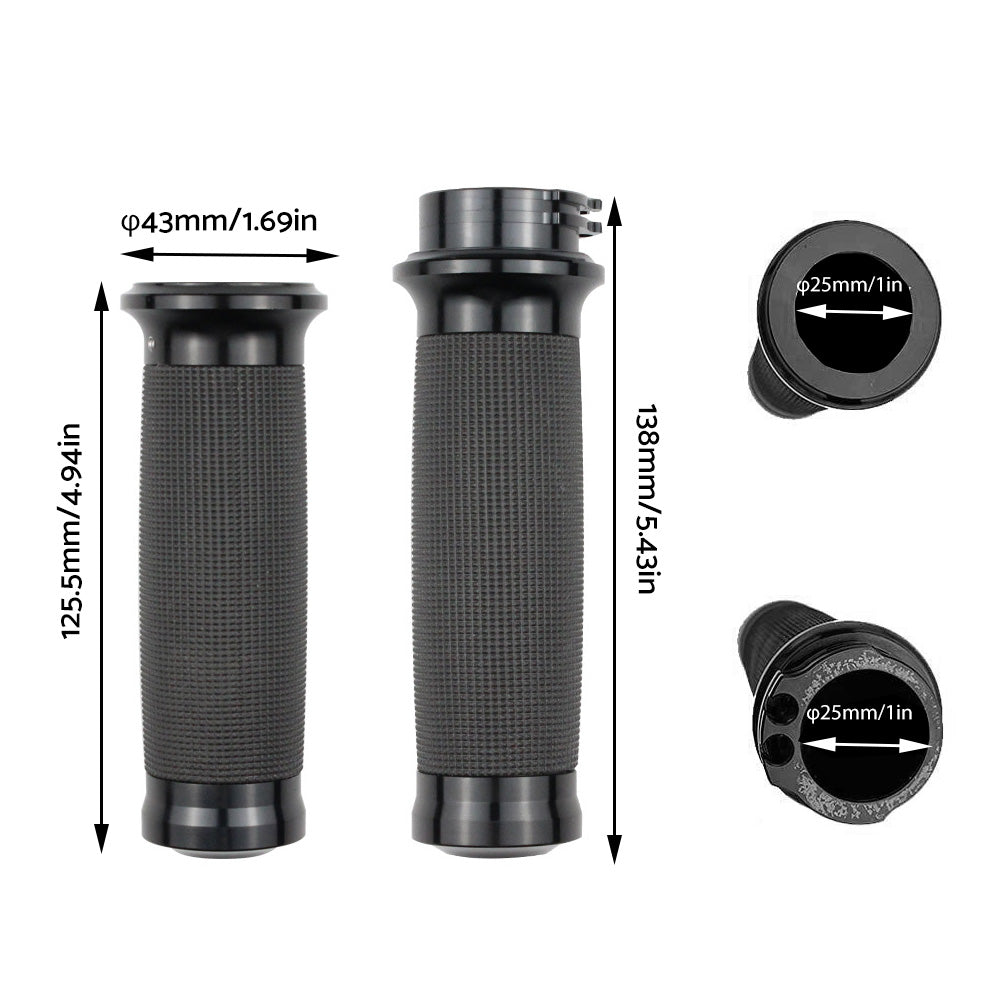 1-inch Pair Black Hand Grip Handle Bar Suitable For Harley-Davidson Touring 2000-2020 / Dyna 2000-2017 / Sportster 2004-2020-1