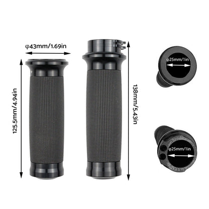 1-inch Pair Black Hand Grip Handle Bar Suitable For Harley-Davidson Touring 2000-2020 / Dyna 2000-2017 / Sportster 2004-2020-1