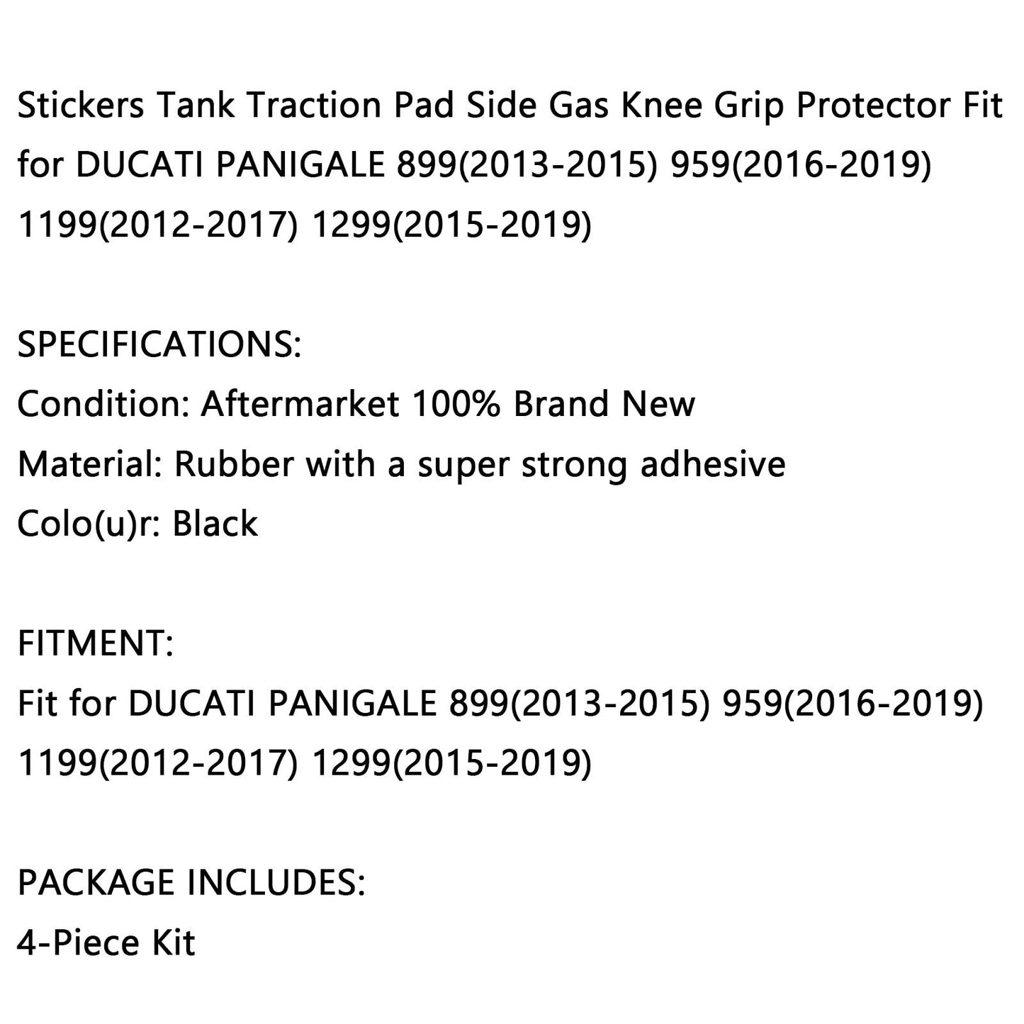 4X Side Tank Traction Grips Pads Fit For Ducati Panigale 899 13-15 959 16-19 Generic
