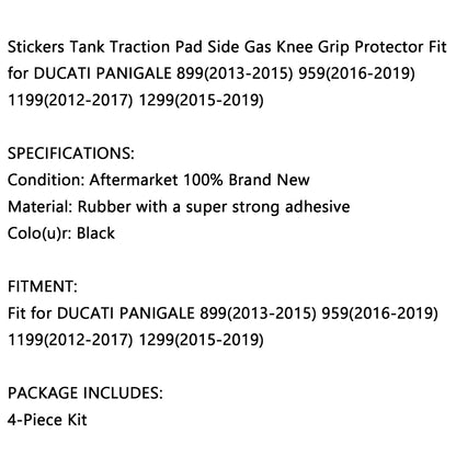 4X Side Tank Traction Grips Pads Fit For Ducati Panigale 899 13-15 959 16-19 Generic