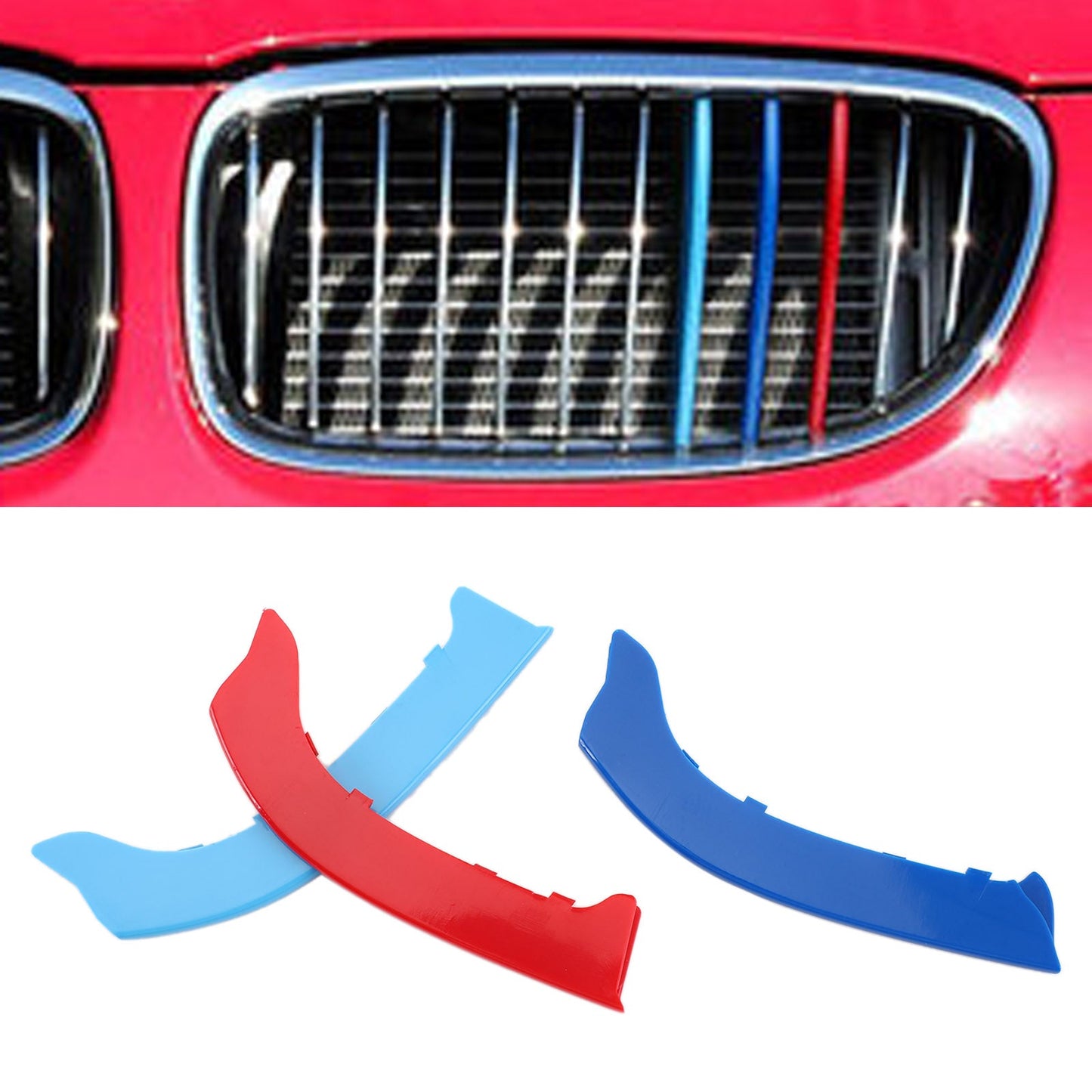 Tri-Colour Grille Cover Strips for BMW 3 Series (2009-2012)