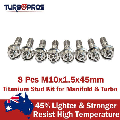8 Pcs M10X1.5X45Mm Titanium Stud Kit for Manifold & Turbo