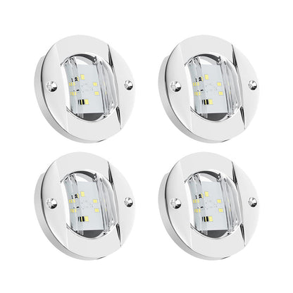 4x Round LED Marine Boat Cabin & Deck Courtesy Lights Suitable For Walkway – White Stern Light-0