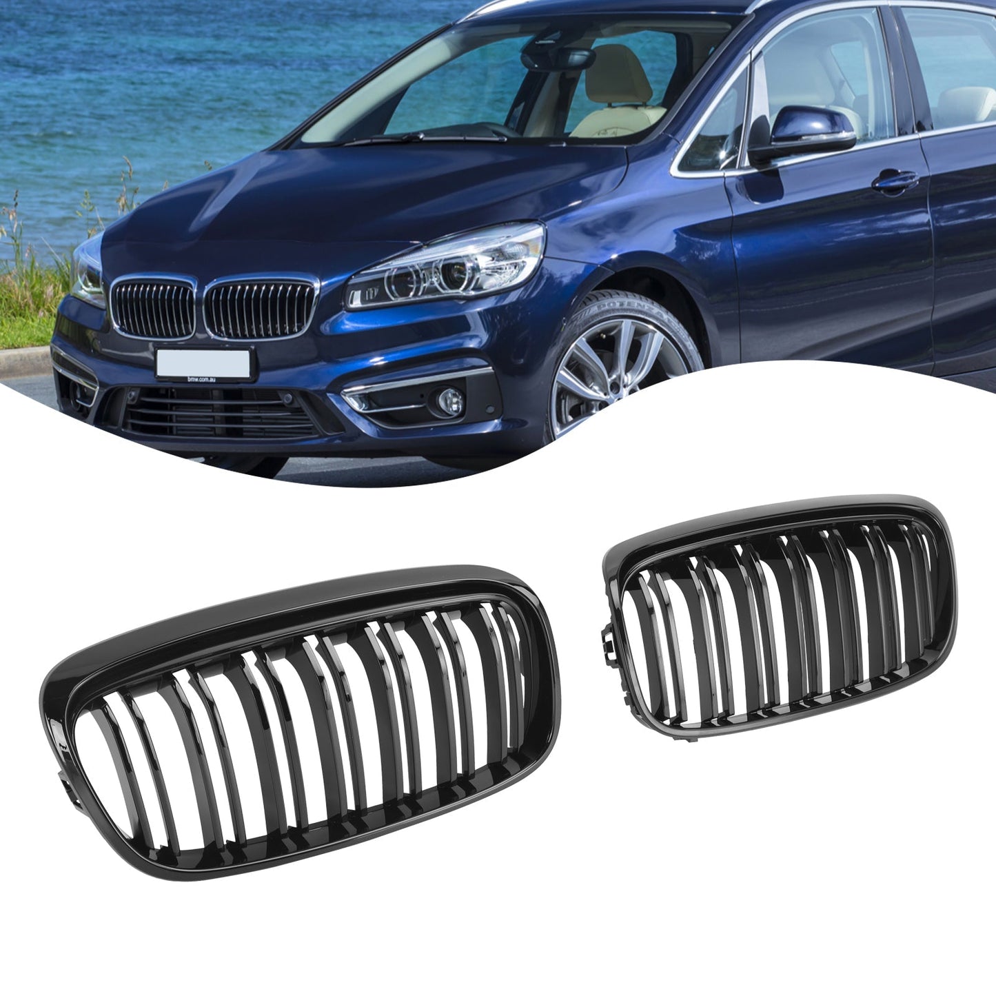 Gloss Black Front Grille for BMW 2 Series Gran Tourer F45 F46 (2015-2018)