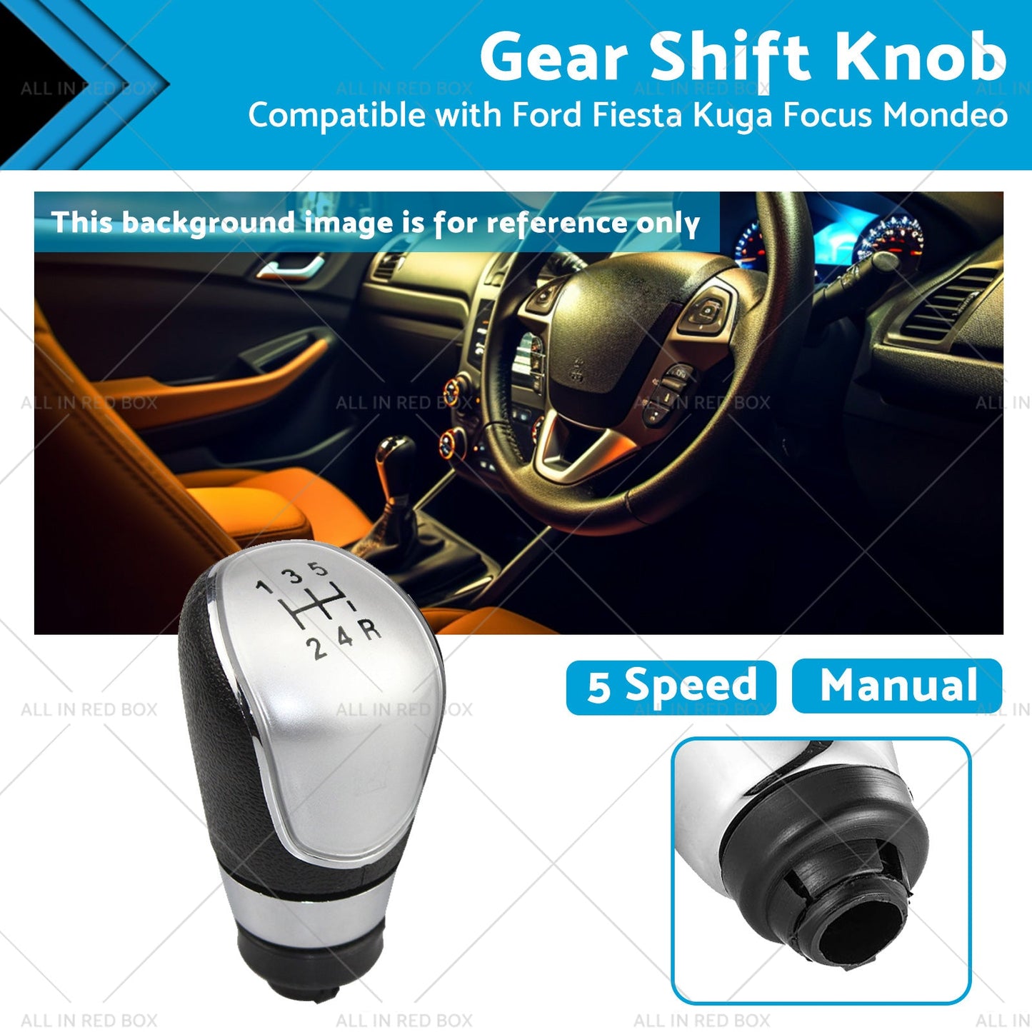 5 Speed Manual Gear Shift Knob Silver for Ford Fiesta C-Max 2008-2013
