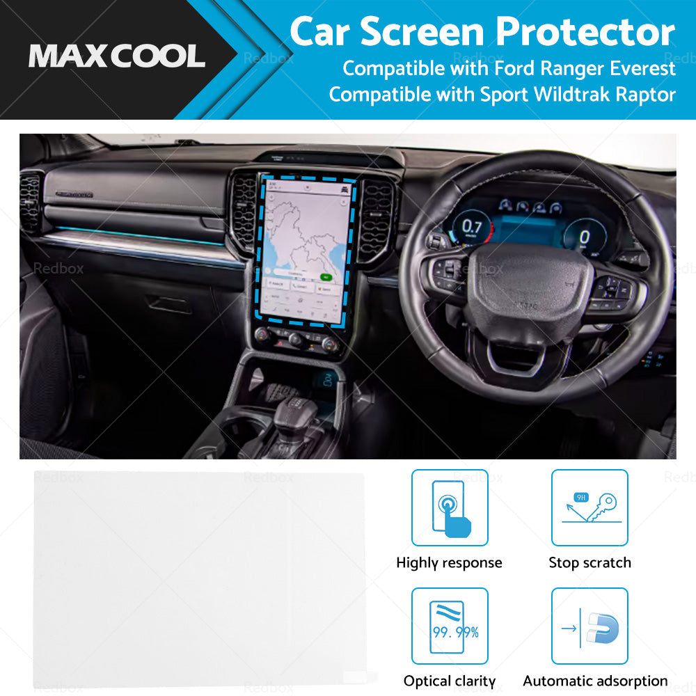 12" Tempered Glass Screen Protector for Ford Ranger/Everest/Wildtrak (2015-2023)