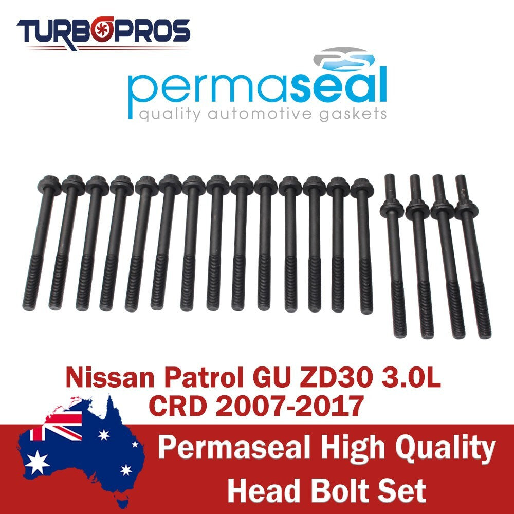 Permaseal Head Bolt Set for Nissan Patrol GU ZD30 3.0L CRD 2007-2017