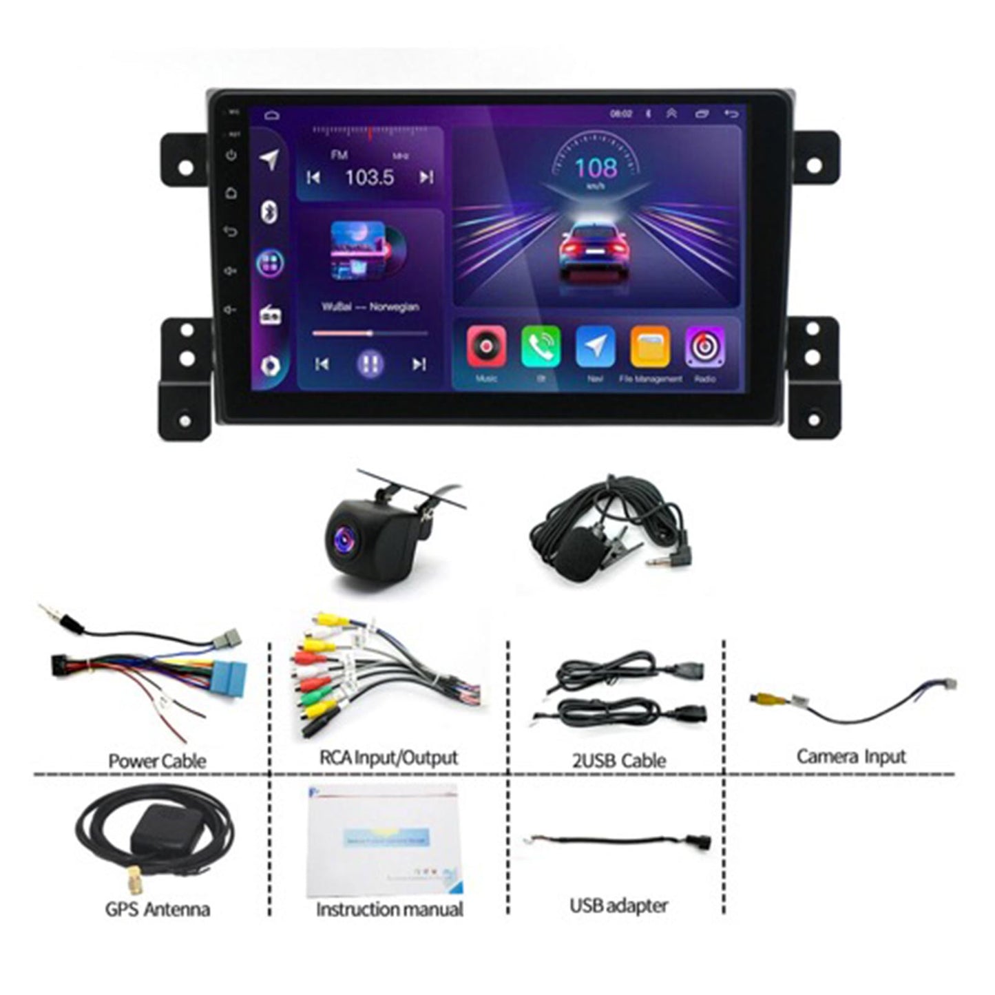 Head Unit Wireless CarPlay Android Auto Suitable for 05-15 Suzuki Grand Vitara-1