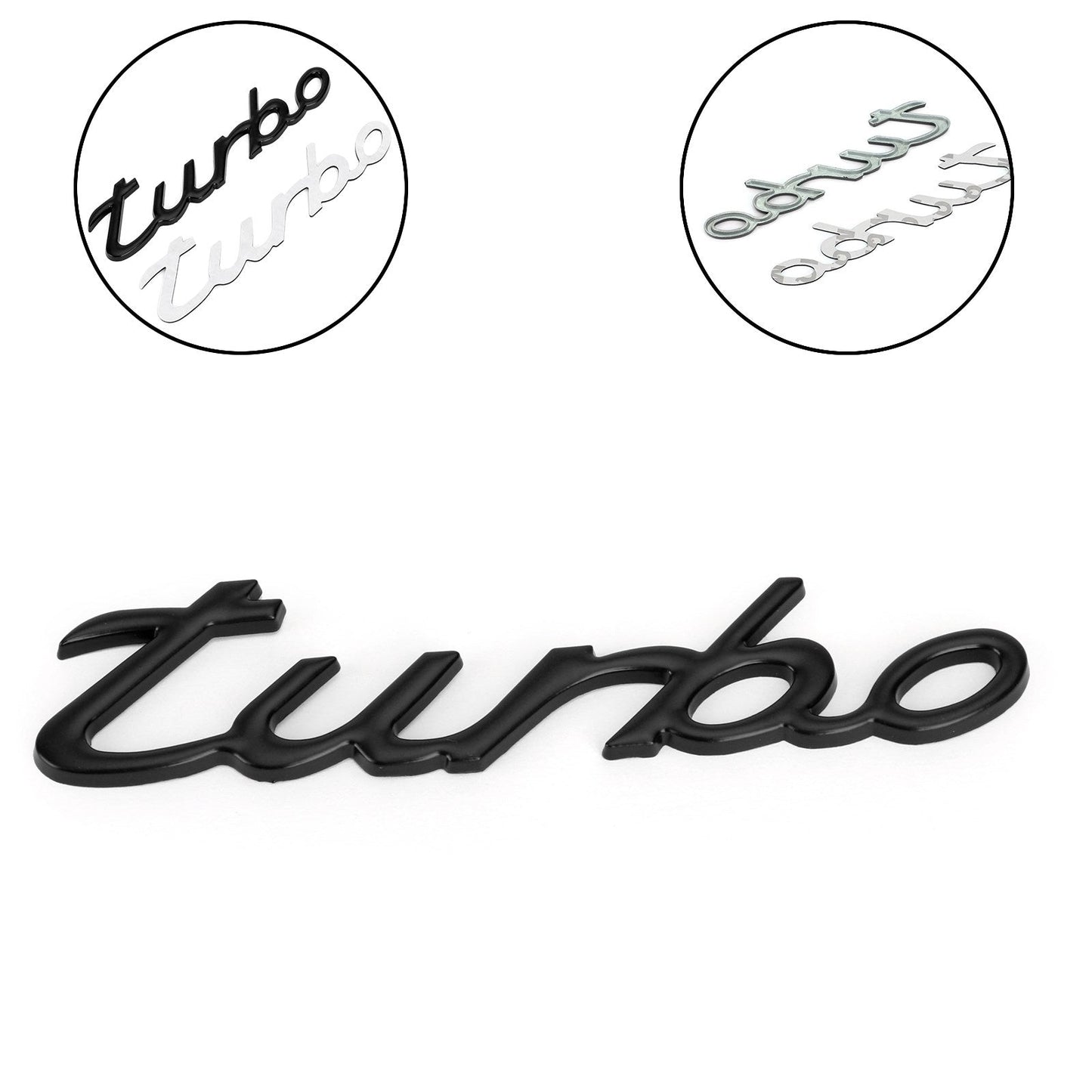 Turbo Logo Emblem Badge 3D Black Metal Decal for Generic Cars