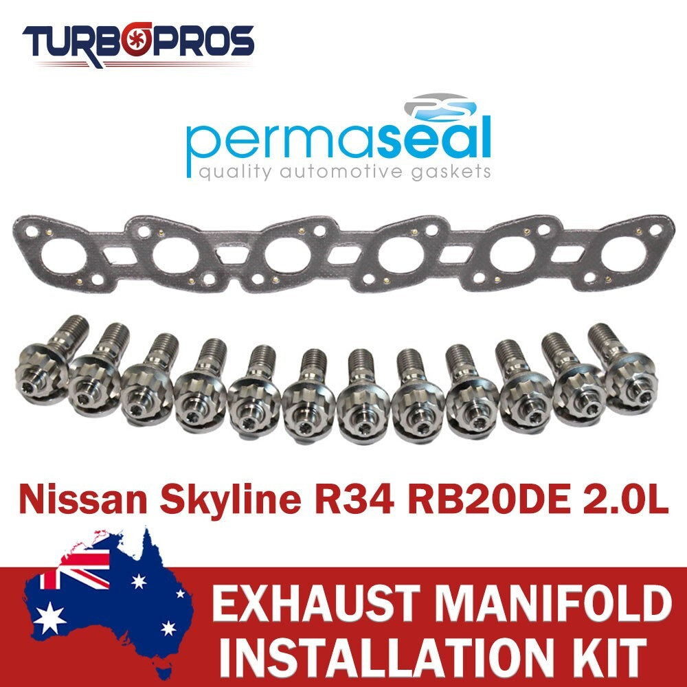 Permaseal Exhaust Manifold Titanium Stud&Gasket Kit for Nissan Skyline R34 2.0L
