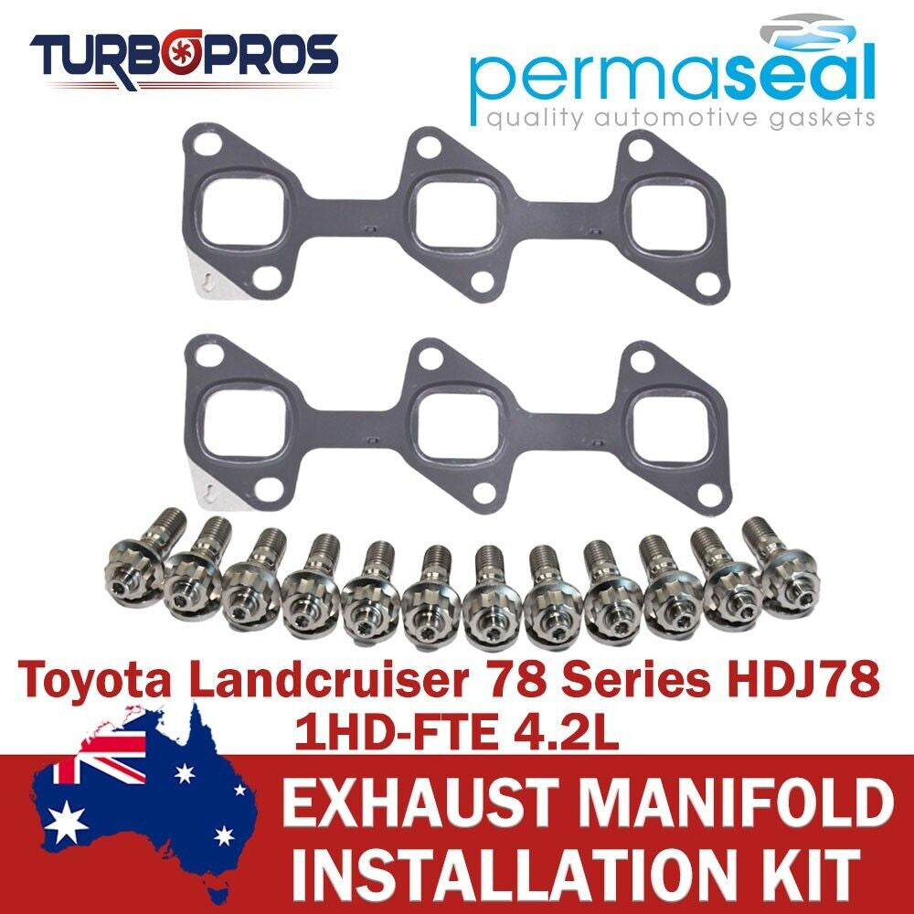 Permaseal Exhaust Manifold Titanium Stud&Gasket Kit for Landcruiser 78 1HD 4.2L