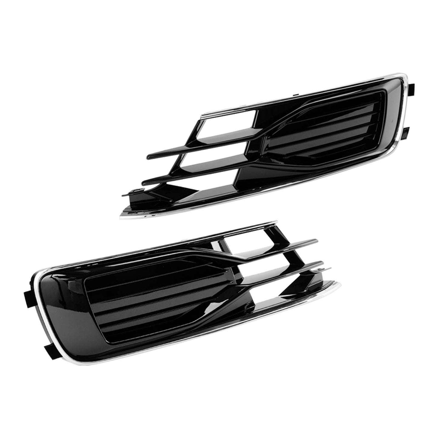 Front Bumper Foglight Cover Grill Black Chrome for Audi A6 C7 (2014-2018)