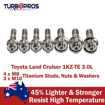 Titanium Turbo Charger Stud Kit for Toyota Landcruiser 1KZ-TE 3.0L
